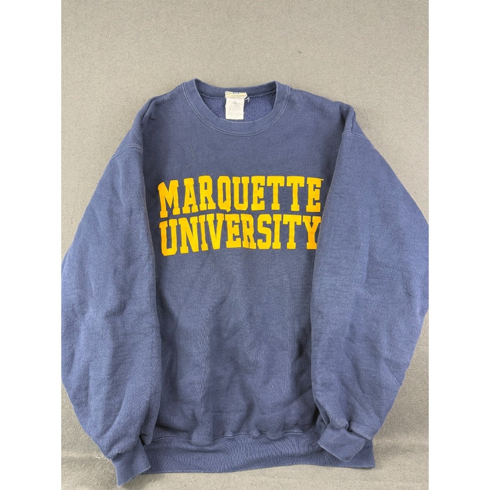 Vintage Lee Mens Blue Marquette University Sweatshirt Crew Neck Graphic Print L